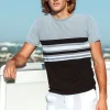Best Charcoal/Black Engineered Stripe T-Shirt Workout + Linen