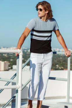 Best Charcoal/Black Engineered Stripe T-Shirt Workout + Linen