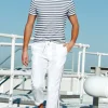 Online Charcoal/White Luxury Knit Stripe T-Shirt Workout + Linen