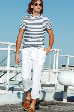 Online Charcoal/White Luxury Knit Stripe T-Shirt Workout + Linen
