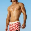 Best Como Red Retro Lycra Swimmer Swim Trunks