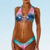 Outlet Cosmic Blue Lace-up top Women Shimmer & Shine