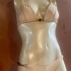 Online Cream Bead Bikini Women Suede Collection