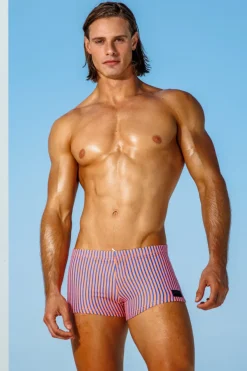 Online Orange/Navy Stripe Squarecut Square Cuts