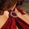 Sale Red Boucle Halter Crystal Twist Women Shimmer & Shine