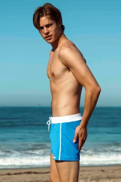 Outlet Retro Lycra Swimmer - Bahama Blue Swim Trunks
