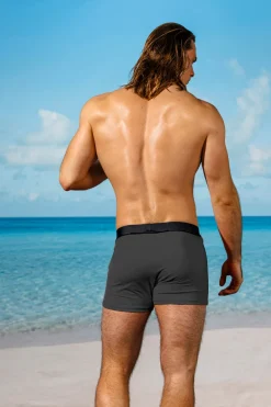Online Retro Lycra Swimmer - Charcoal/Blk Swim Trunks | Men's Summer