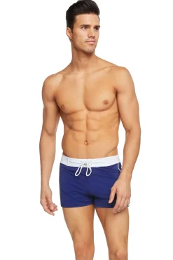 Clearance Retro Lycra Swimmer - Navy Swim Trunks