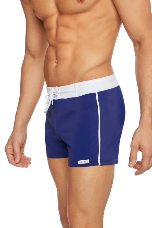 Clearance Retro Lycra Swimmer - Navy Swim Trunks