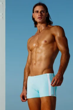 Outlet Stripe Squarecut - Aqua/Wht Square Cuts