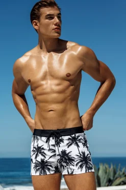 Best White Varenna Retro Lycra Swimmer Swim Trunks | Men's Summer