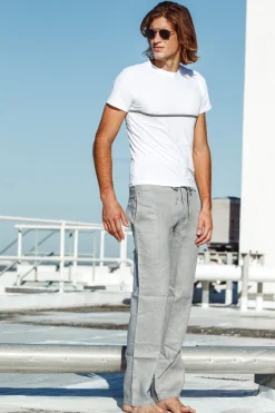 Fashion White/Charcoal Stripe Tee Workout + Linen