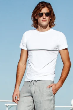Fashion White/Charcoal Stripe Tee Workout + Linen