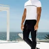 Online Woven Stripe Workout Pants Black Workout + Linen